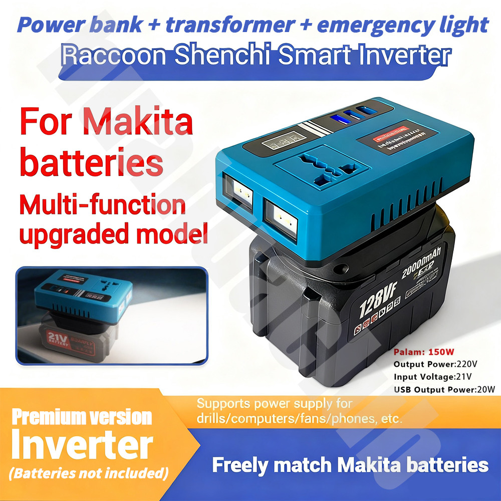 NEW Portable Power Inverters with Led Light for 20V Battery Inverter 20-220v Converter with light Power bank transformer