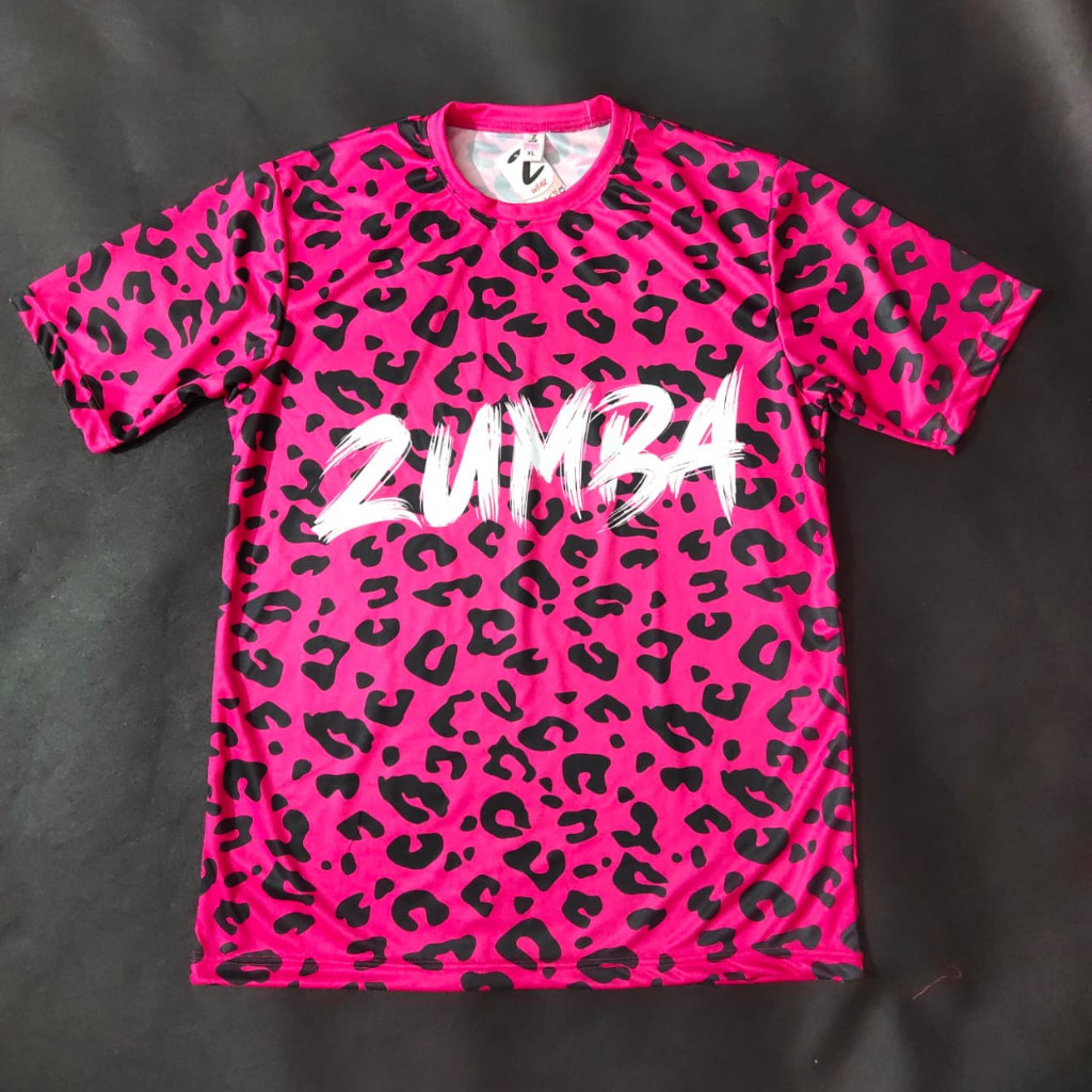 ZWEAR Puma style round neck leopard print top, unisex dance fitness T-shirt, comfortable sports and casual wear