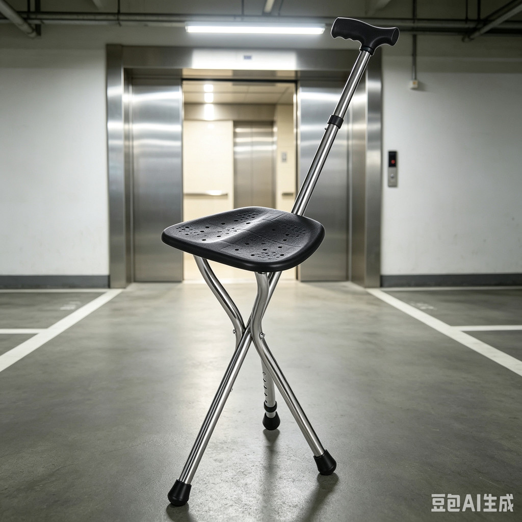 Walking Cane Stool Elderly Anti-Slip Folding Walking Cane Chair--- &- &- * - *** -- & * -- ** &、walking aid、tongkat orang tua、tongkat lipat、tongkat 4 kaki、Foldable stick for elderly、 kaki 4、拐杖椅子