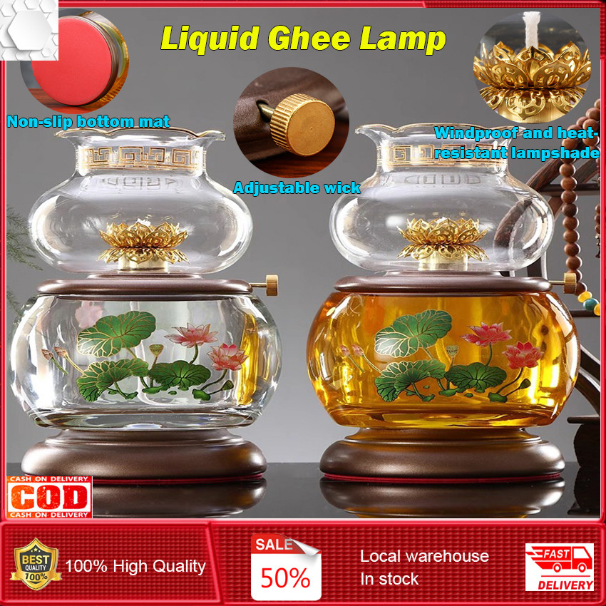 ⭐️【Local warehouse+COD】⭐High Quality Liquid Ghee Lamp - Wholesale Buddhist Oil Candles for Altar/Homes, Long-Burning Prayer Light, Handmade Temple Decor, Spiritual Meditation Supplies