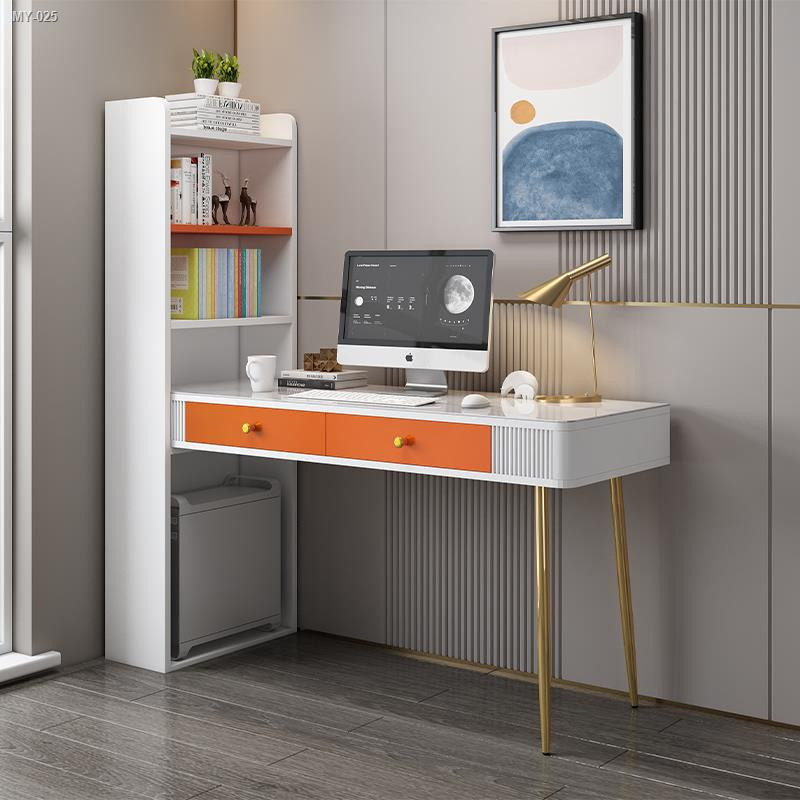 ♚▥Light luxury computer desk desk bookshelf one simple bedroom dressing table home student study table desktop desk
