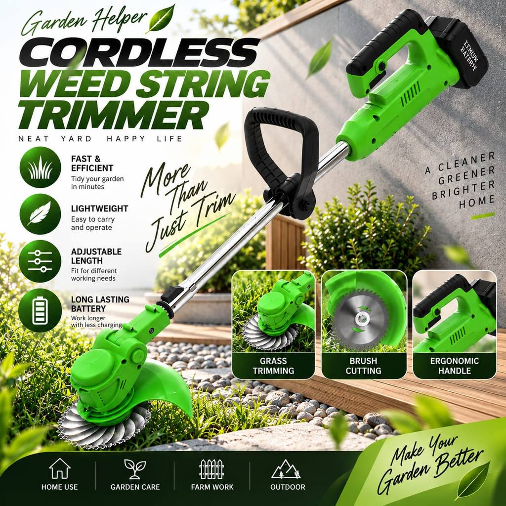 Electric Grass Trimmer Cutter Cordless Lawn Mower Garden Tools Mesin Potong Rumput Multi-Function Grass Cutter