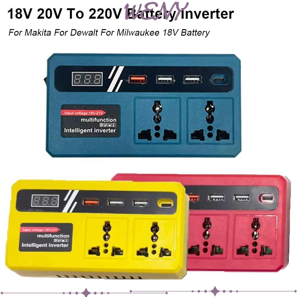 WENY 1Pcs Smart Transformer, Multifunctional 18v 20v To 220v Battery Inverter,  Household 120W Dual Plug Outdoor Work Inverter For Makita For Dewalt For Milwaukee 18V Battery