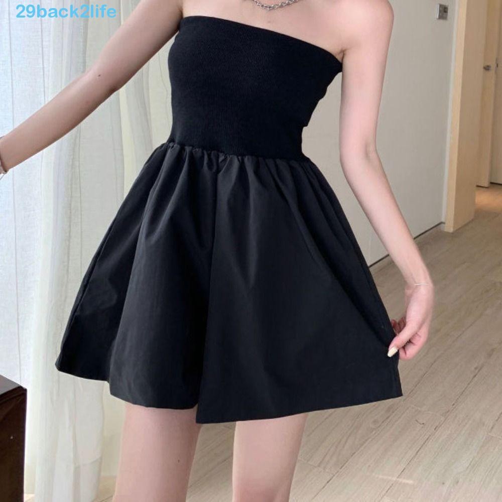 BACK2LIFE Strapless Jumpsuit - Sleeveless Baggy Wide Leg Retro Style High Waist for Women