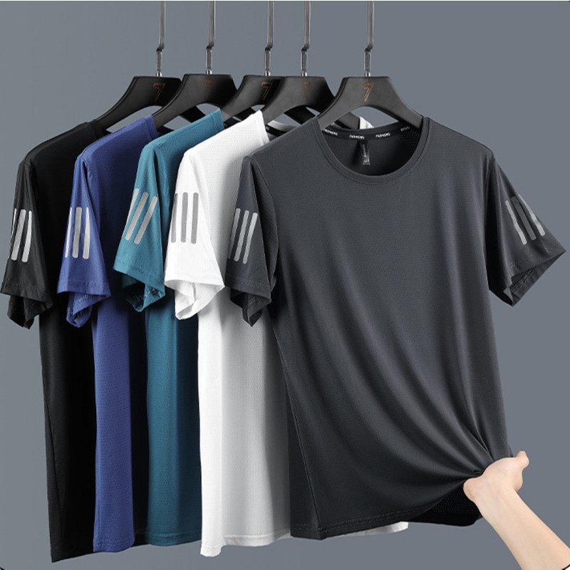【READY STOCK】ProMan ice Silk Mesh Quick-Drying Short-Sleeved T-Shirt Men Fitness Sports Breathable Cool Lightweight