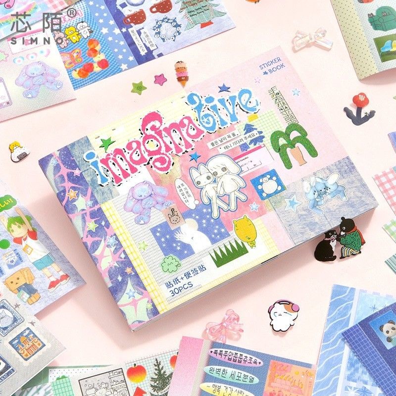 芯陌双拼M5贴纸本新款高颜值ins风可爱卡通手账装饰素材贴纸本Core Mo double spell M5 sticker this new high color value I20251025