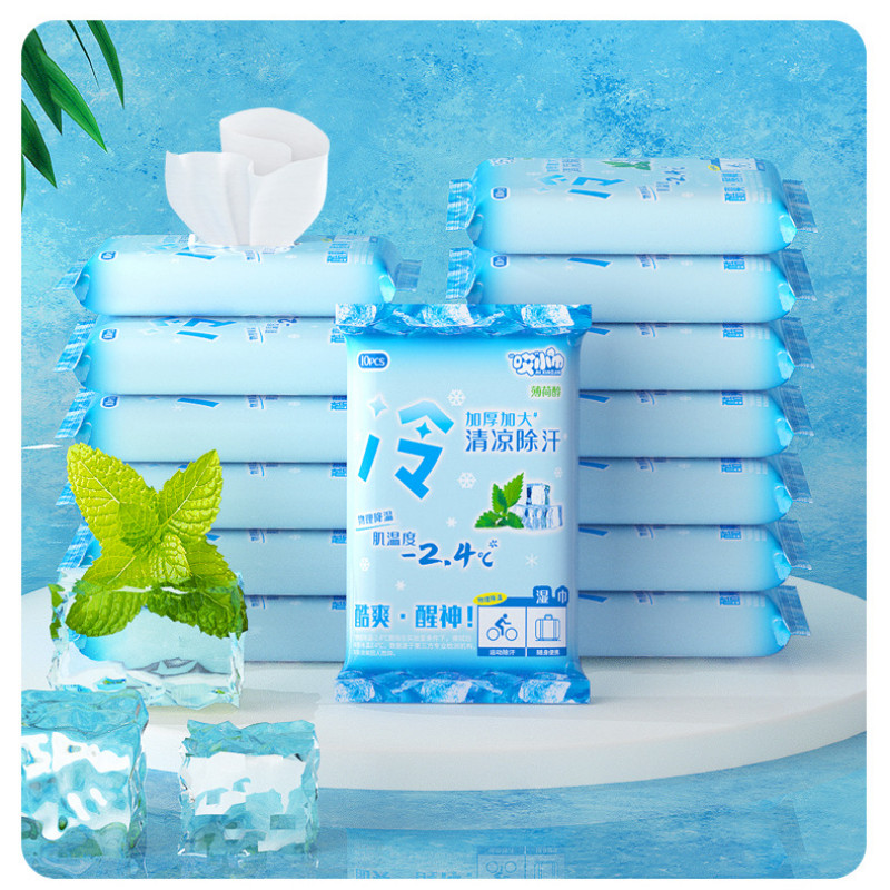 10/20 Sheets Portable Cold Cooling Wipes Oil Sweat Control Facial Tissues Disposable Mi…