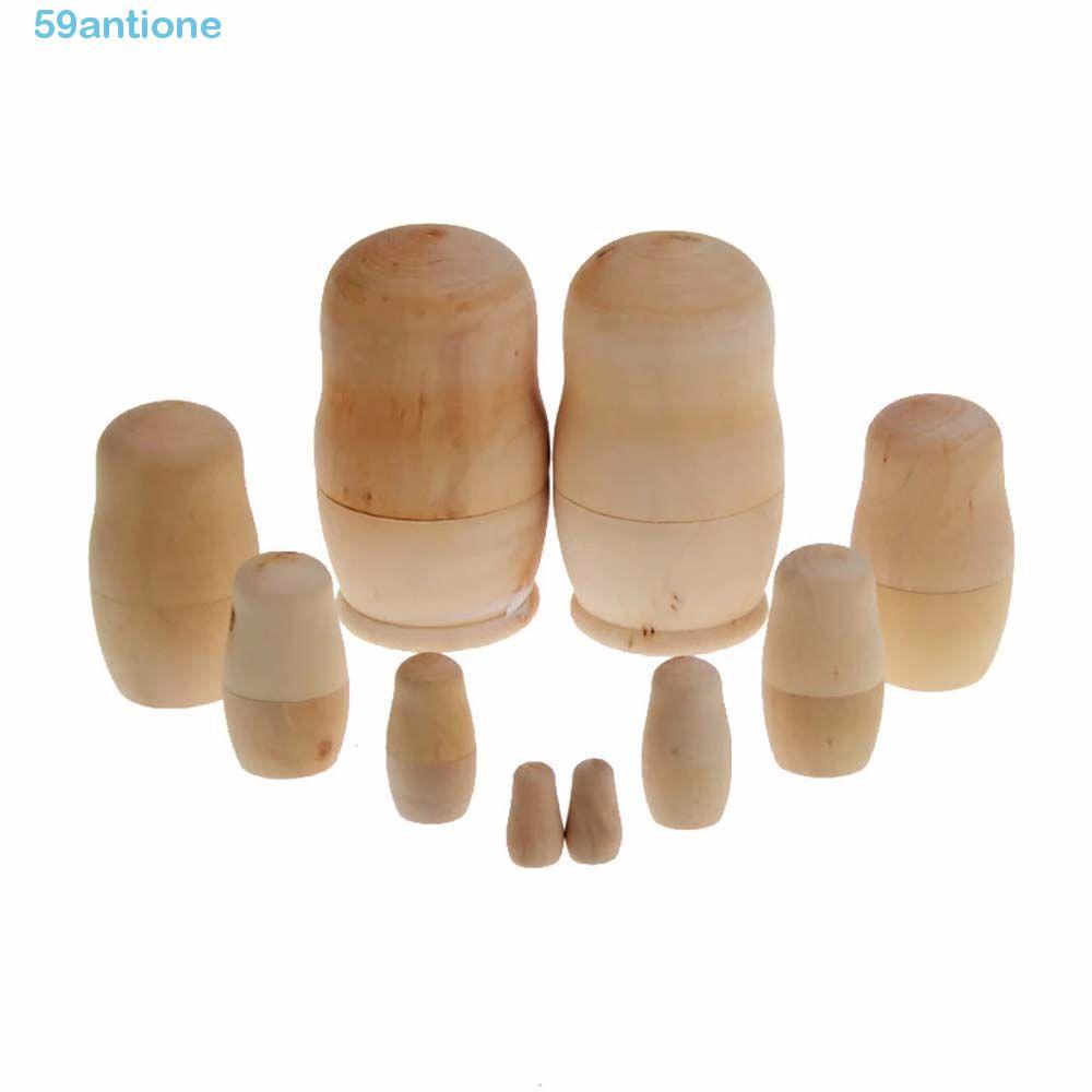 ANTIONE Russian Nesting Dolls Children Gift Kids Unpainted Office Paint Skill Training Home Decoration Matryoshka Doll