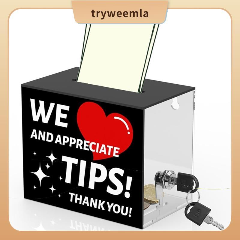 Acrylic Tip Jar for Bartenders- Suggestion Box with Slot, Lock, Money Jar, and Donation Box trynemgo.my