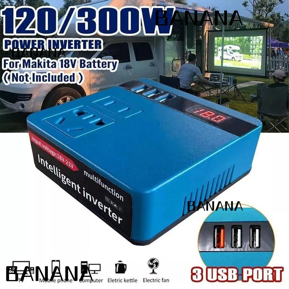 BANANA1 1Pcs Smart Transformer, Dual Plug 18V 20V To 220V Battery Inverter, 120W Multifunctional Household Outdoor Work Inverter For Makita For Dewalt For Milwaukee 18V Battery