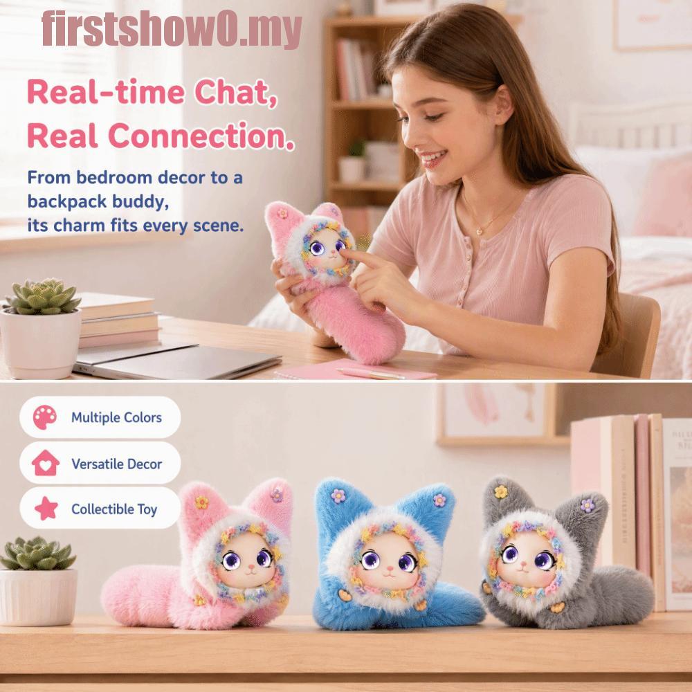 FIRSTSHOW AI Cat Plush Toy, AI Continuous Dialogue Intelligent Voice Communication AI Cat Spirit Pendant, Winking Interaction AI Cute Pets Relaxing Chat AI Companion Doll KeyChain