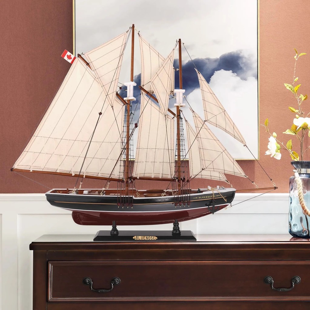 LRC6 66cm Nautical Home Office Desk Decor Maritime Collectible for Ship Wood Craft Sailing Yacht Display Wooden Ship Model