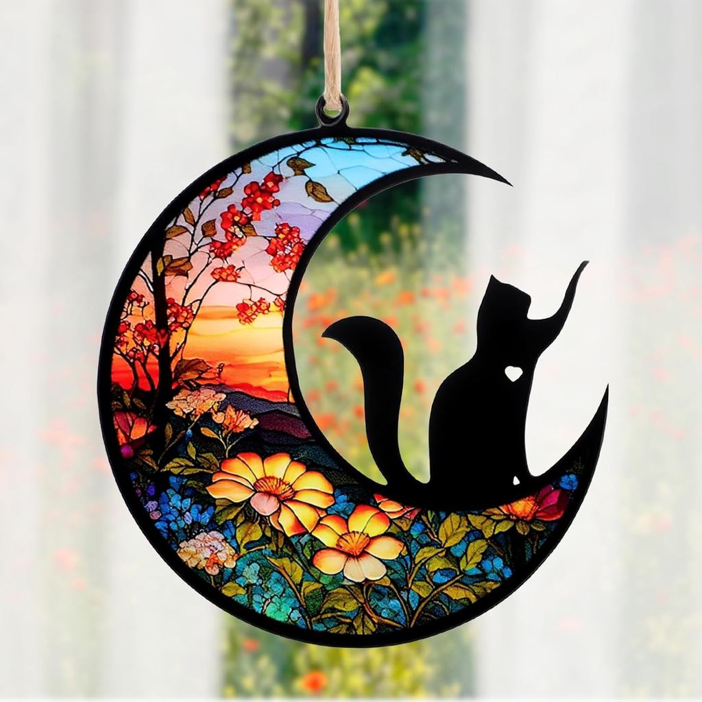 Hiasan Kenangan Kucing untuk Tingkap, Hadiah Simpati untuk Kehilangan Kucing, Hiasan Peribadi, Penangkap Cahaya Matahari sebagai Kenangan Penuh Kasih untuk Kehilangan, Hiasan Krismas