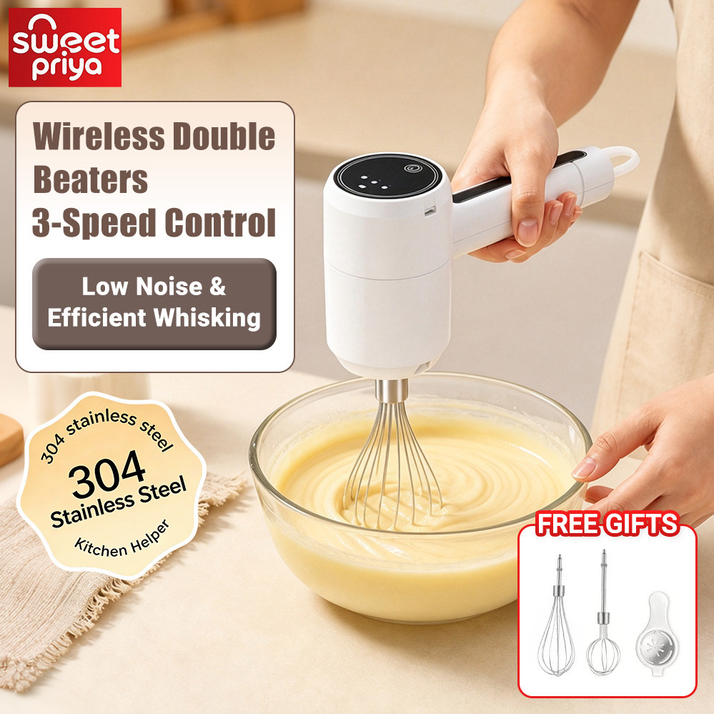 Rechargeable Cordless Egg Beater Hand Mixer Adjustable Speed Home Baking Baby Food Daily Kitchen Use Mesin Bancuh 搅拌器