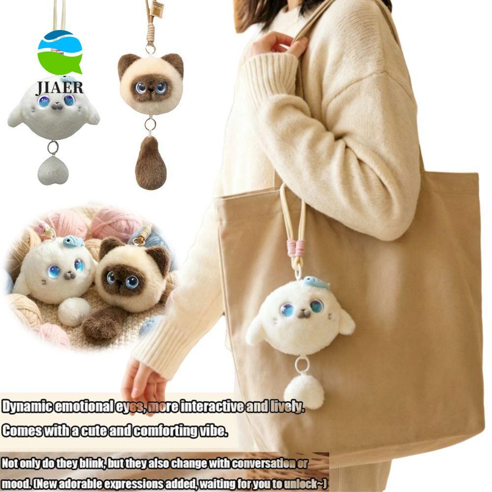JIAER AI Cat Plush Toy, AI Continuous Dialogue Intelligent Voice Communication AI Cat Spirit Pendant, Winking Interaction AI Cute Pets Personal Companion AI Companion Doll KeyChain