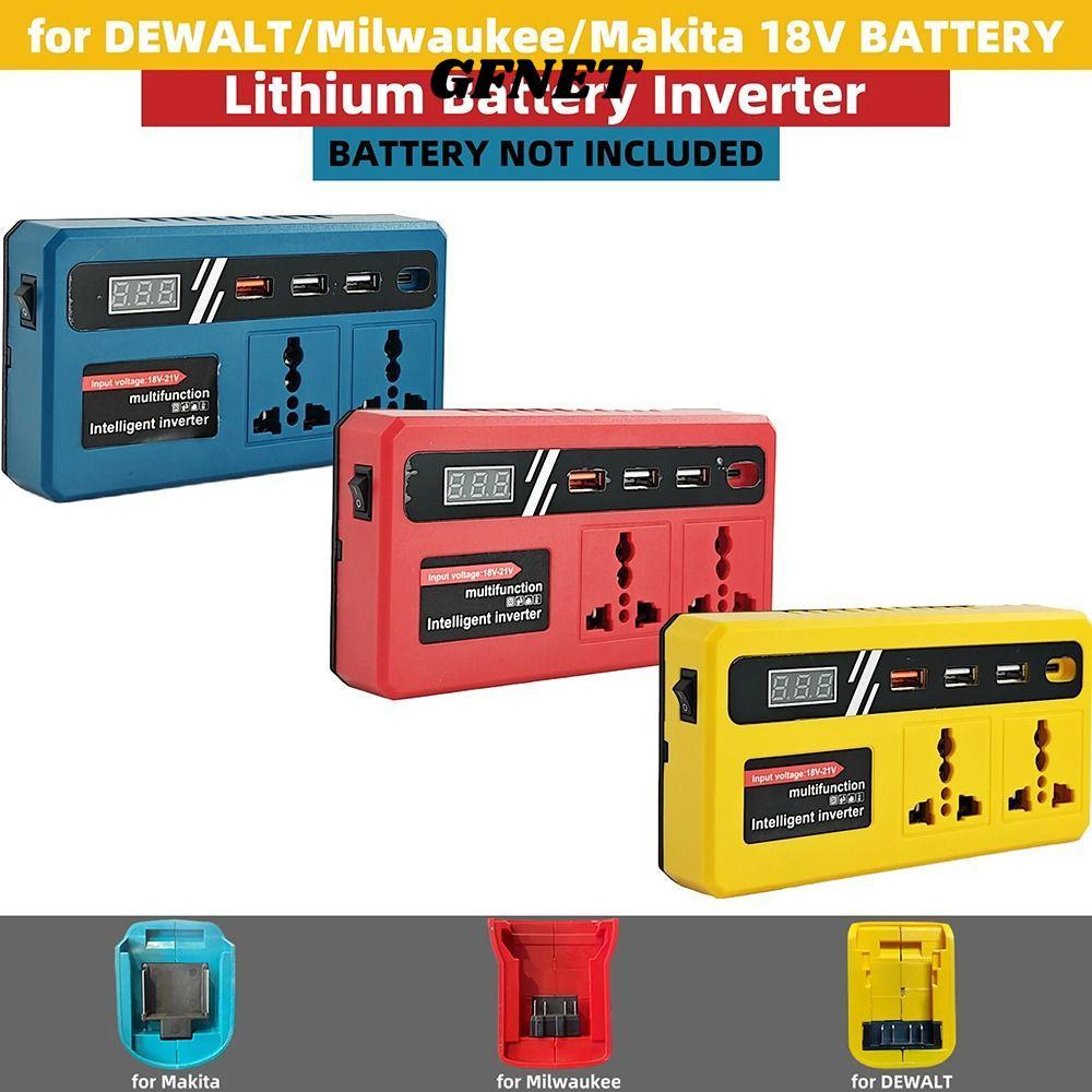GFNET 1Pcs Smart Transformer, 18v 20v To 220v Dual Plug Battery Inverter, with 4 USB LED Socket Household Multifunctional Outdoor Work Inverter