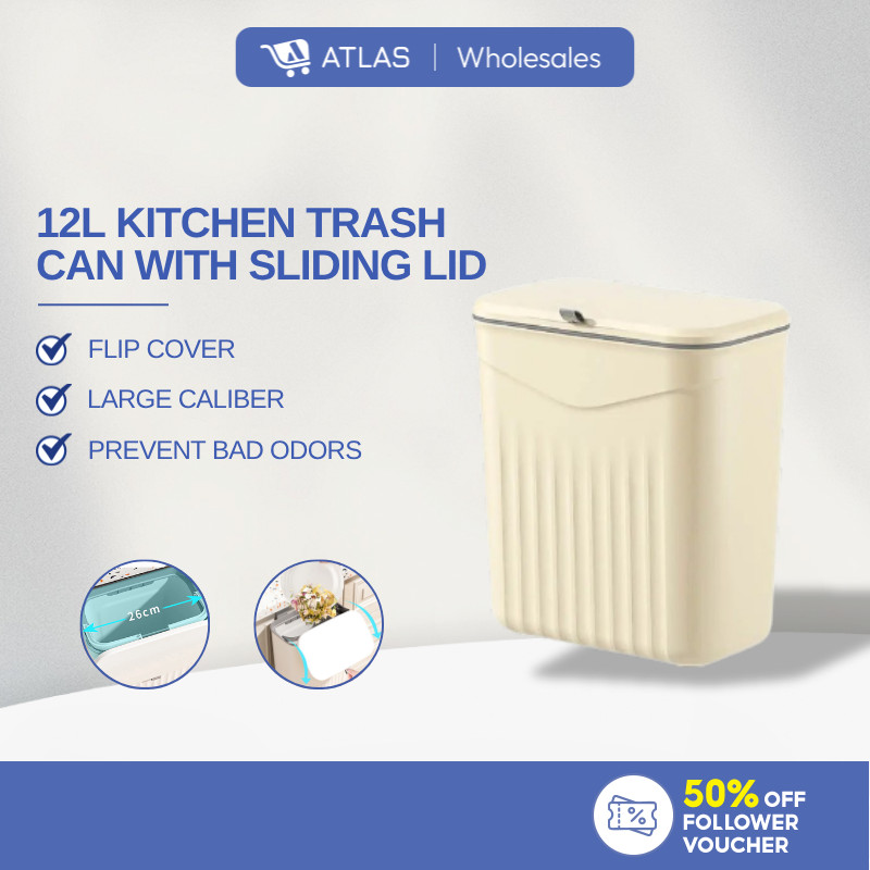 ATLAS Hanging Trash Can/Dustbin Rubbish Bin bakul sampah dapur Cabinet Door Wall Mounted Kitchen Tong Sampah Sangkut 垃圾桶