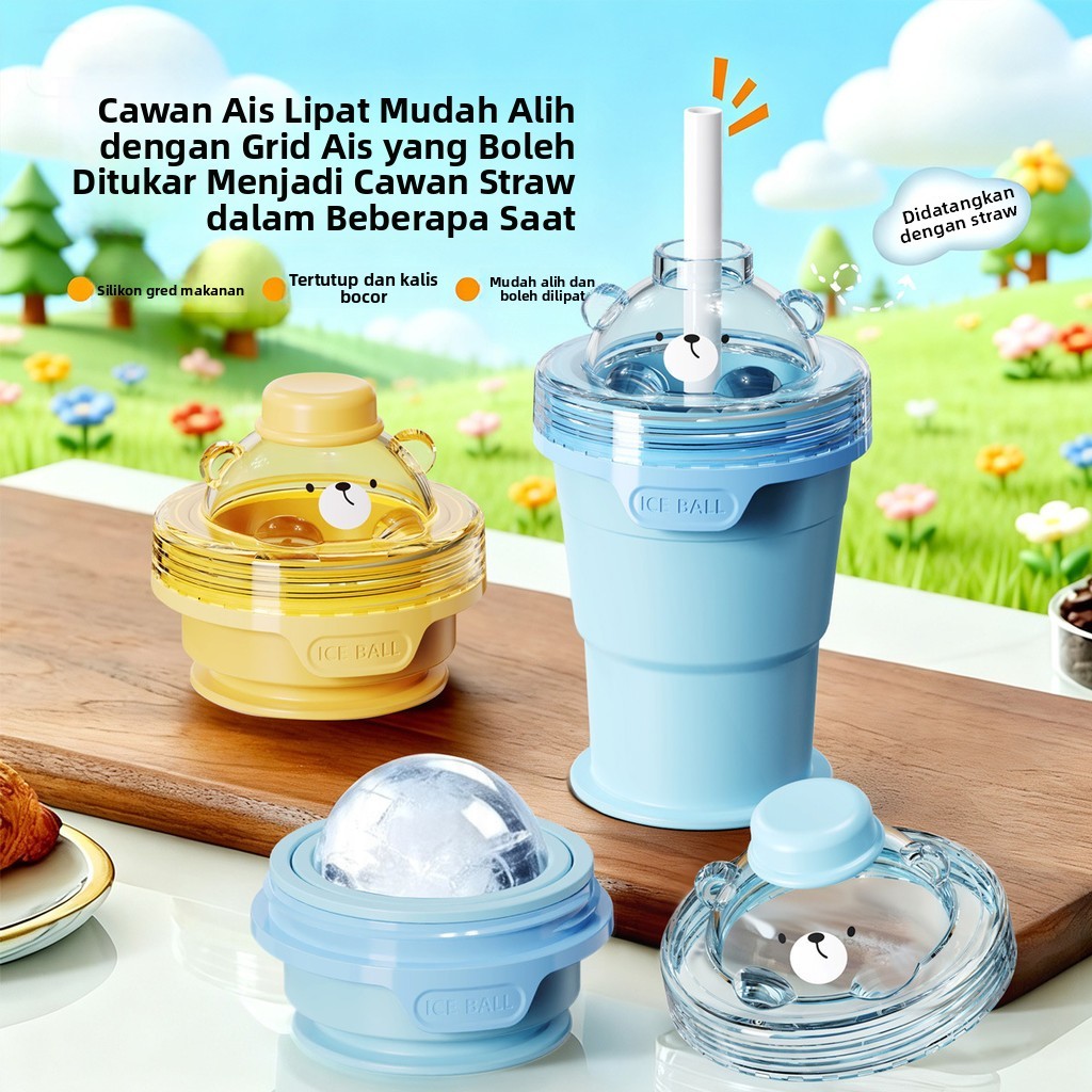 [Tersedia] [Ice Tray / Acuan Ais] Cawan Lipat Kartun Silikon, Acuan Ais, Cawan Air, Acuan Kiub, Cawan Minuman Wiski Buatan Sendiri, Perjalanan - Dulang Silikon | Silicone Ice Tray | Aiskrim | Ice Cube Tray | Pembuat Ais