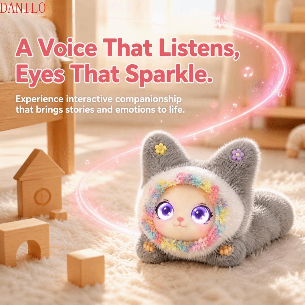 DANILO AI Cat Plush Toy, Winking Interaction Personal Companion AI Cat Spirit Pendant, Relaxing Chat Intelligent Voice Communication AI Cute Pets Voice Chat Toy Pendant