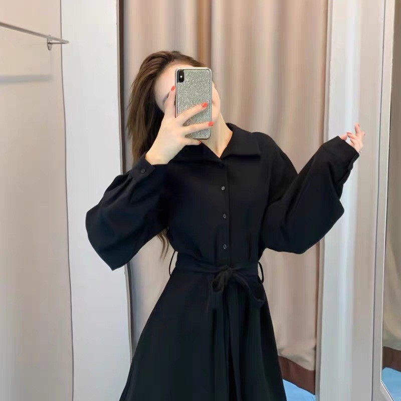 Hepburn Style Women's Dress 2025 Autumn - Narrow Waist Slimming Long skirt