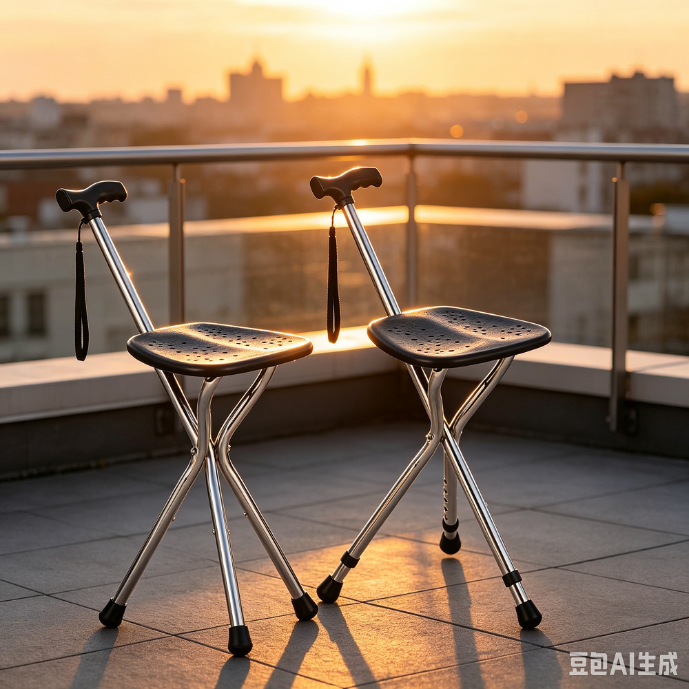 Cane Stool Elderly Anti-slip Folding Cane Chair、walking aid、walking cane、tongkat orang tua、tongkat lipat、tongkat 4 kaki、Foldable walking stick for elderly、 kaki 4、拐杖椅子