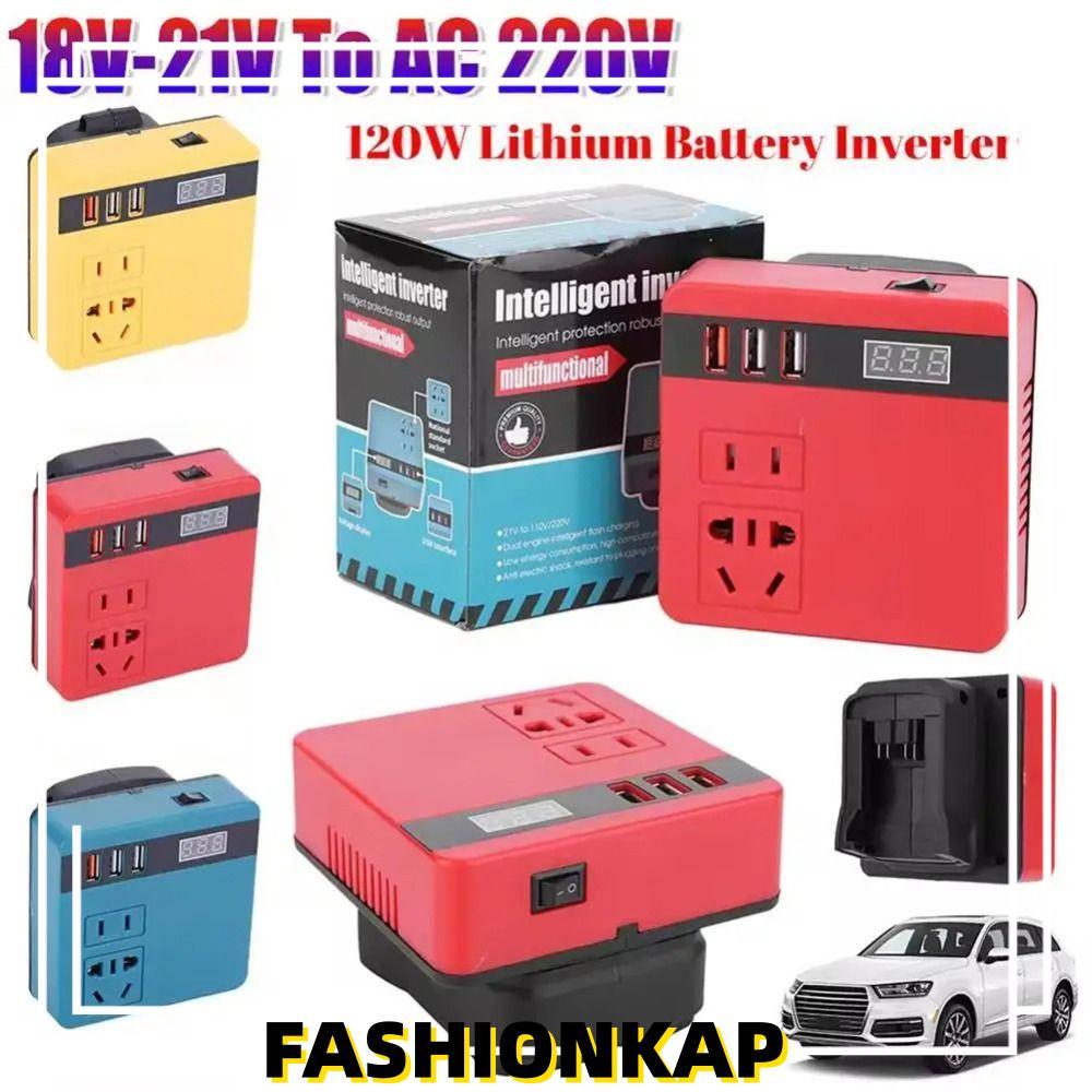 IFASHIONKA 1Pcs Battery Inverter, Dual Plug Multifunctional Smart Transformer, 18V 20V To 220V 120W Household Outdoor Work Inverter