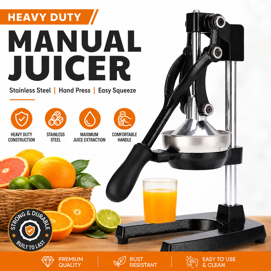 Heavy Duty Commercial Stainless Steel Manual Juicer Hand Press Fruit Squeezer | Mesin Pemerah Jus