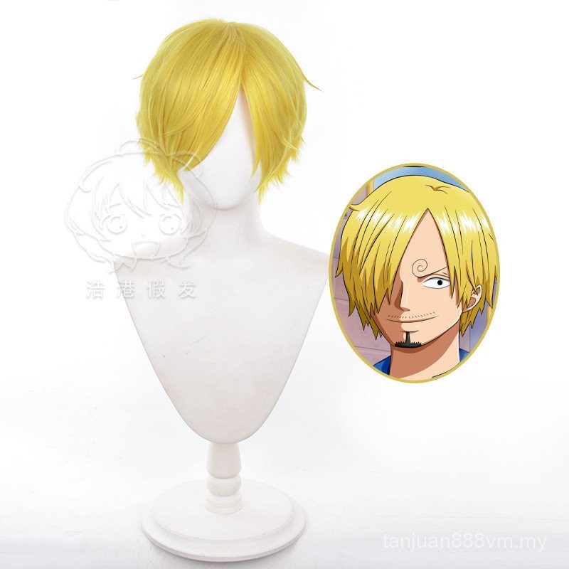 Wig Ready Stock cosplay Hairy Head Side Point Golden Short Hair Yamaji One Piece RAJG