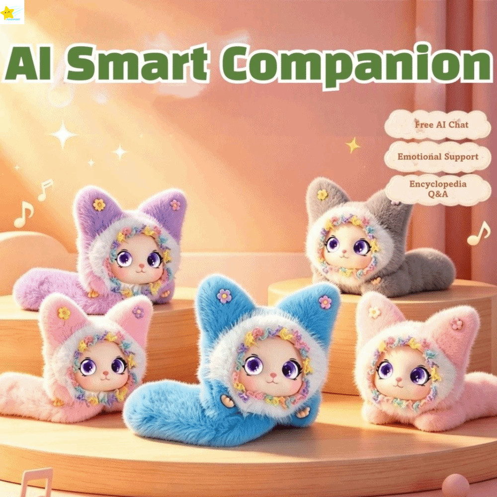 POLOSPORT AI Cat Plush Toy, AI Continuous Dialogue Intelligent Voice Communication AI Cat Spirit Pendant, Personal Companion Relaxing Chat AI Cute Pets AI Companion Doll KeyChain