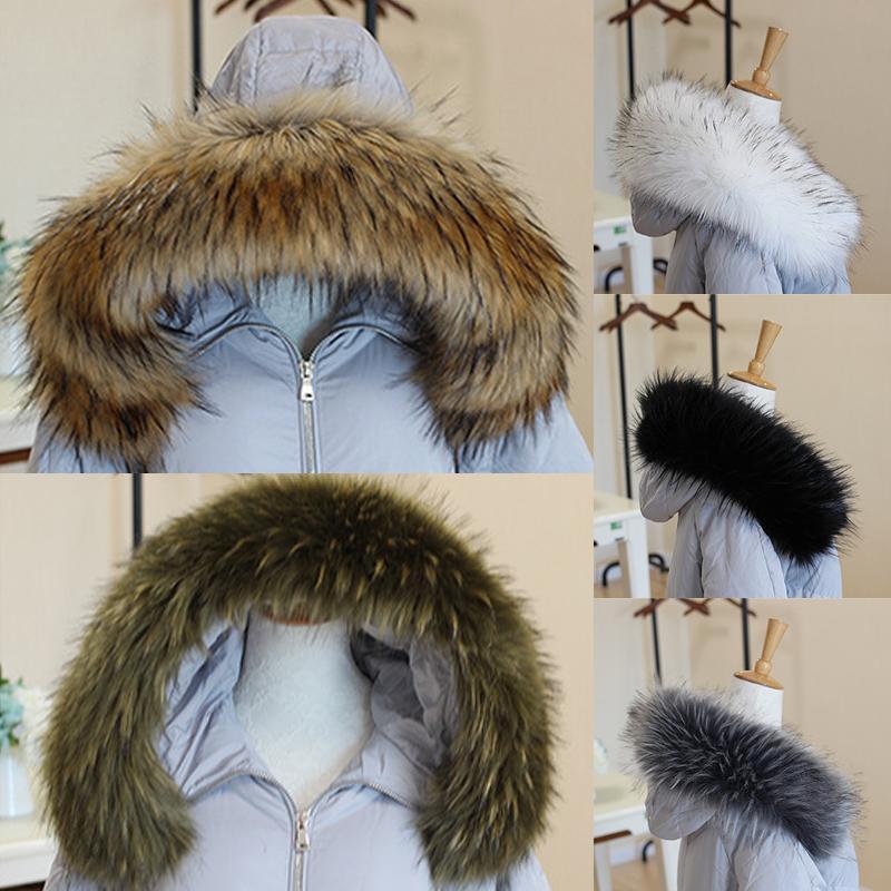 1PC 80cm Fashion Faux Fur Strip Collar Decor for Overcoat and Jacket Eco-friendly Simulation Fox Hair Sewn on Down Clothing Hat Trimmings