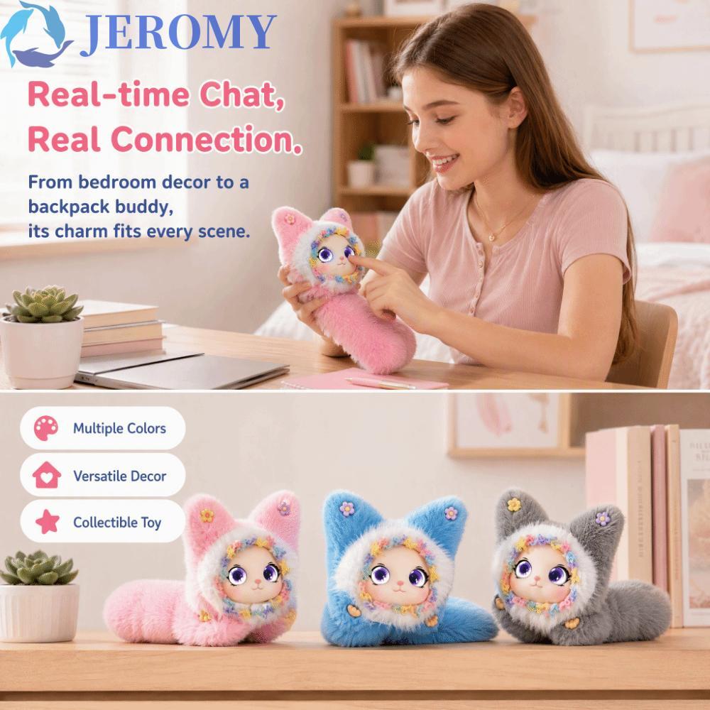 JEROMY AI Cat Plush Toy, Winking Interaction Personal Companion AI Cat Spirit Pendant, Relaxing Chat AI Cute Pets Intelligent Voice Communication Voice Chat Toy Pendant