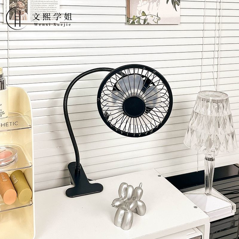 kipas mini bateri tahan lama usb kipas mini mini kipas aircond Clip-On Fan Clip-On High Wind Ultra-Silent 2024 New Style Desktop Student Dormitory Bed Four-Leaf Universal
