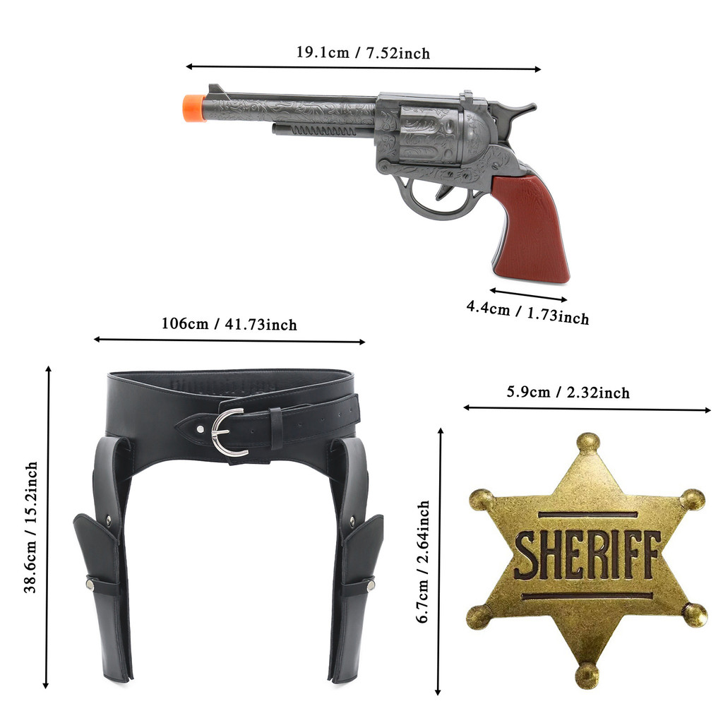 7.8-Medieval Viking Retro Leather Halloween Girdle Belt Double Gun Holster cosplay Costume Props