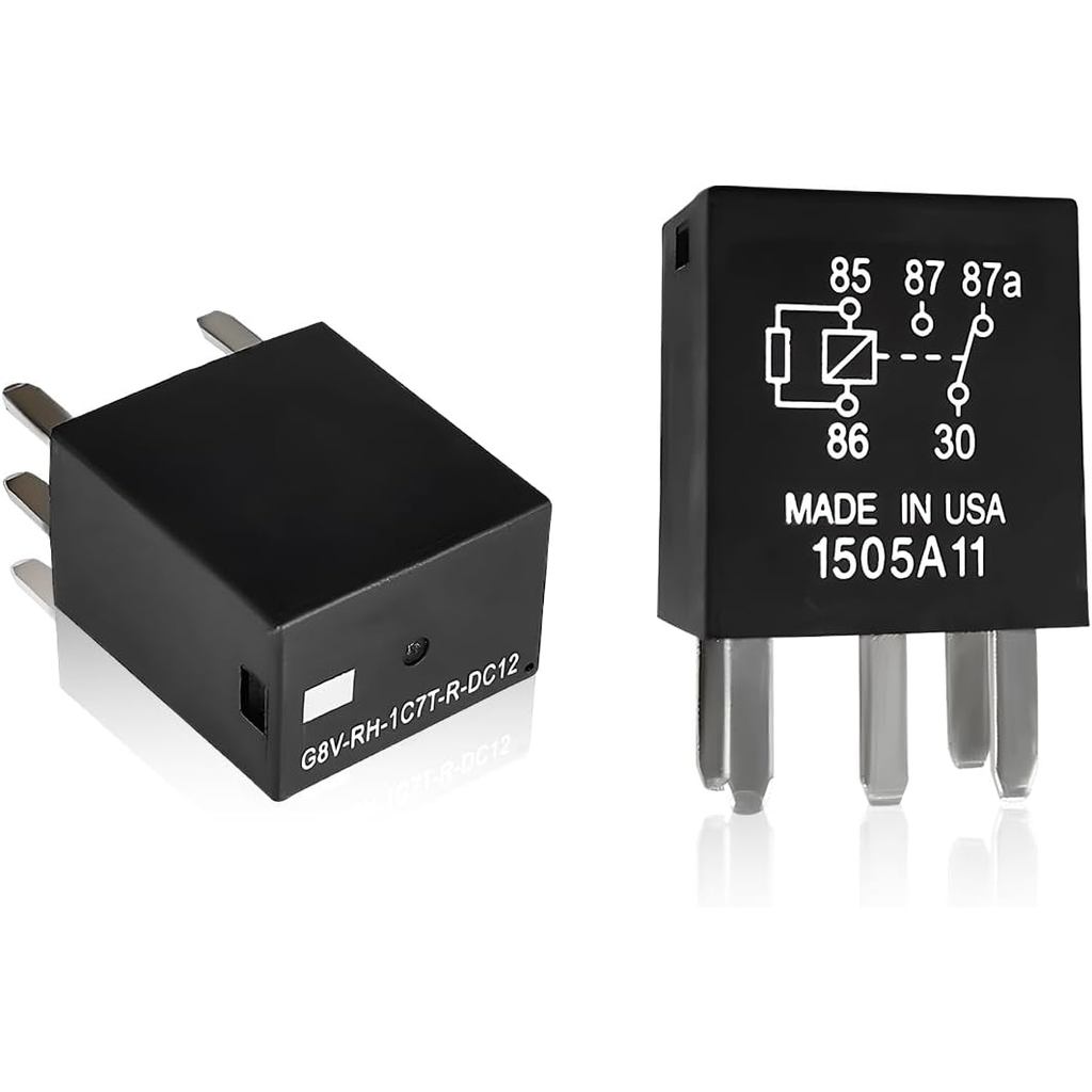 Yourkar 2 PCS Power Relays, 5 Pin 40A Fuel Pump Auto Power Relay Penggantian Elektrik, Standard G8V-RH-1C7T-R-DC12 Power Relay untuk Solenoid Horn Enjin, Aksesori Kereta