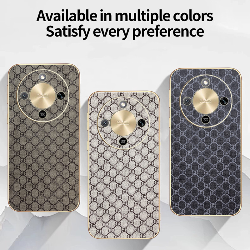 YJD Case For Honor X9d Luxurious Classics Fashion Leather Electroplated Edge Anti-Drop Phone Protective Case