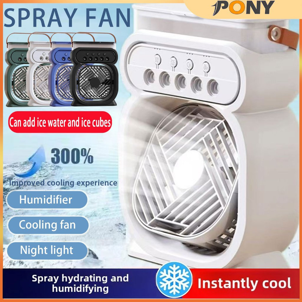 Kipas meja Pony dan kipas mudah alih yang sejuk, kipas semburan untuk rumah dan pejabat pada musim panas, mini penyejuk udara, USB, pelembap udara.