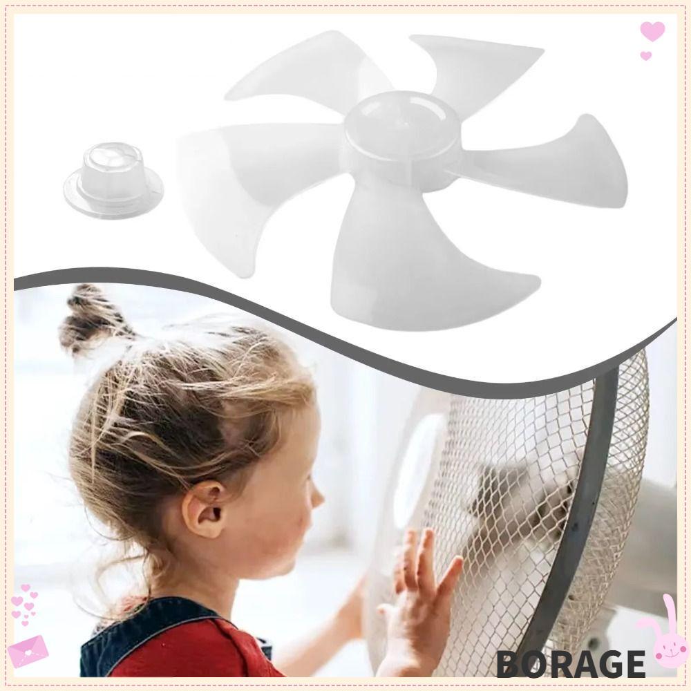 BORAG Five Blades Fan, Slow Noise Big Wind Fan Blade, Durable Plastic Leaf Floor Fan for Pedestal Fan Table Fan Wall Fan