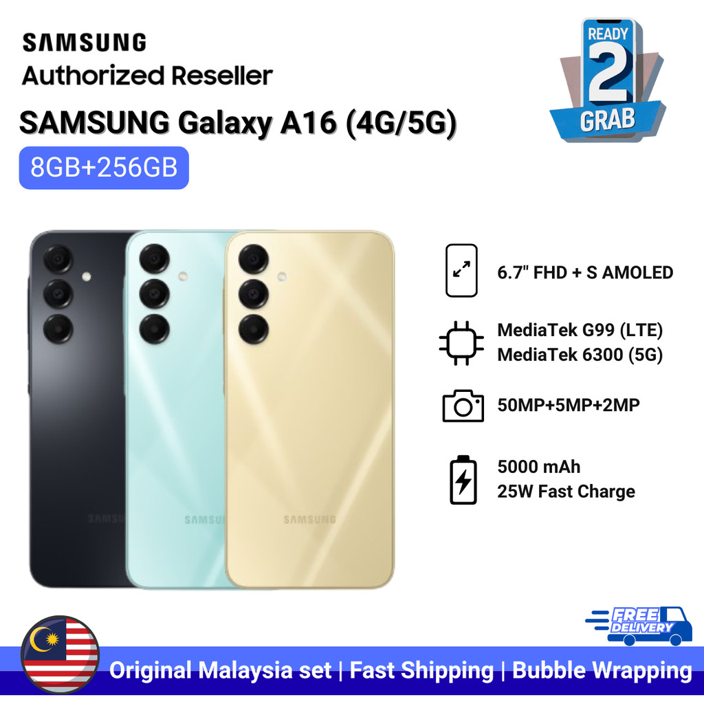 SAMSUNG GALAXY A16 5G (A166)/A16 LTE (A165) (8GB+256GB) 100% Original Warranty Samsung Malaysia Set
