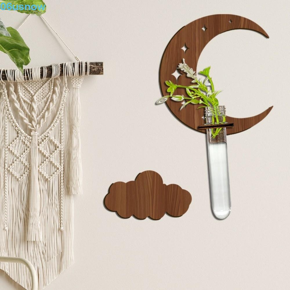 USNOW Lantern Planter Holder, Geometric Moon and Clouds Wall Mounted Planter, Water Plant Tube Stand Vase Retro Home Ornaments Hydroponic Planter Shelf Living Room
