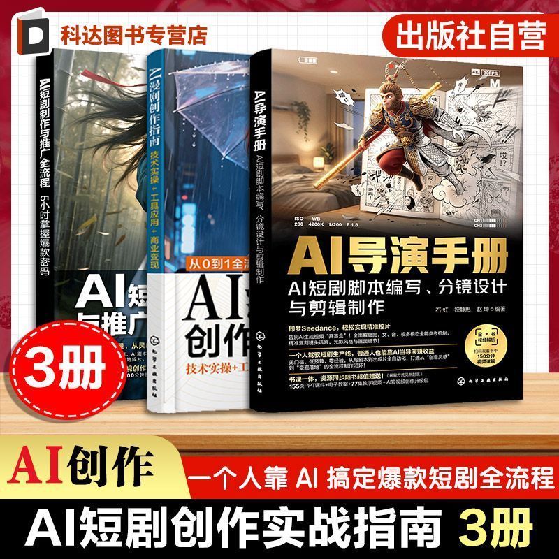 热卖中3册 AI漫剧创作指南 AI导演手册 AI短剧制作与推广全流程参考书 3 Bestselling Books: AI Comic Drama Creation Guide, AI Director's Manual, AI Short Drama Production and Promotion Full-Process Reference Book