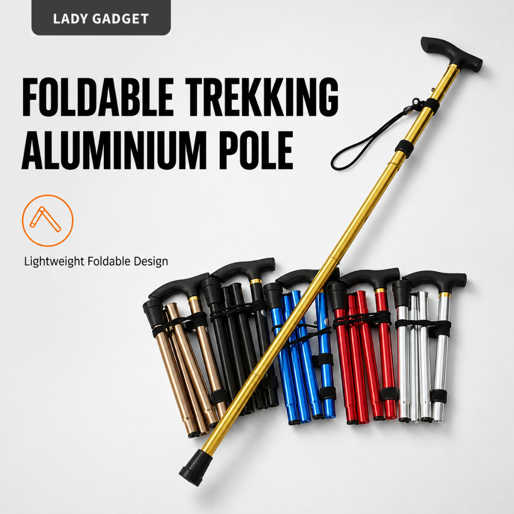 Foldable Hiking Poles Ultralight Portable Aluminum Alloy Alpenstock Hiking Camping Outing Trekking Pole Tongkat