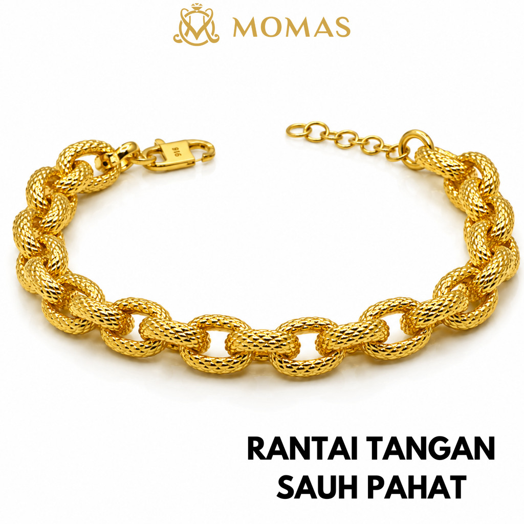 MOMAS RANTAI TANGAN SAUH PAHAT Emas 916 Original Rantai Emas 916 Tulen Gelang Tangan Bajet Emas 916 Murah Emas Original