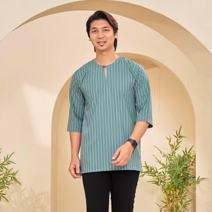 KURTA FARIS SLIM FIT WITH MODREN DESIGN Cotton Plain Kemeja-Semua Musim Bahan Krep - Clothing