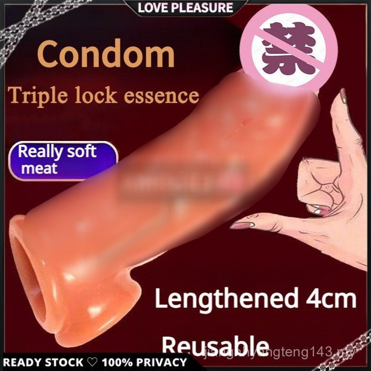 Health-Men's Personal Silicone Protective Cases Reusable Condoms Easy to Clean Suitable for Couples Condom Tools-KL