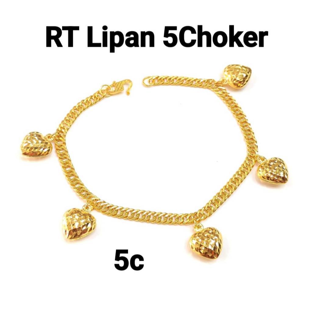 Wing Sing Rantai Tangan Lipan Gantung Love Choker Emas 916 / 916吊心双扣手链 / 916 Gold Bracelet