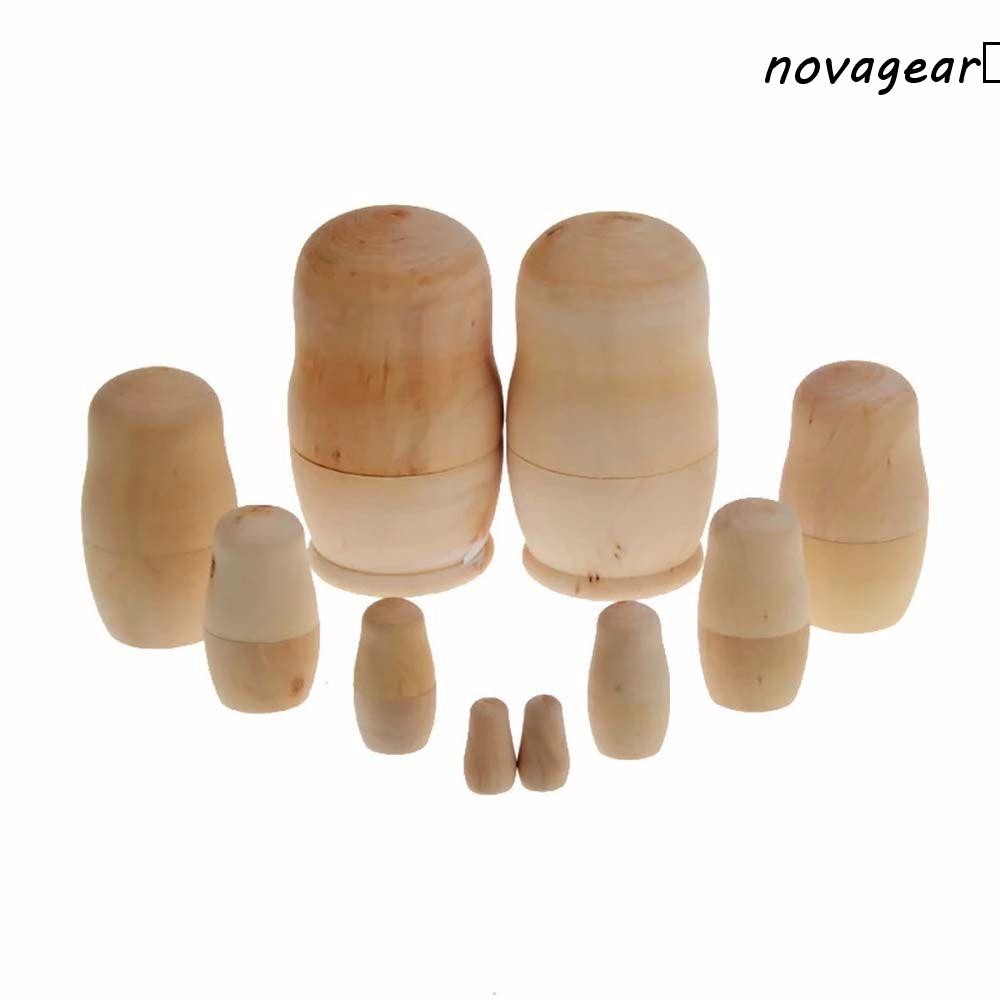 NOVAGEAR​ Russian Nesting Dolls Office Paint Skill Training DIY Wooden Unpainted Kids Matryoshka Doll