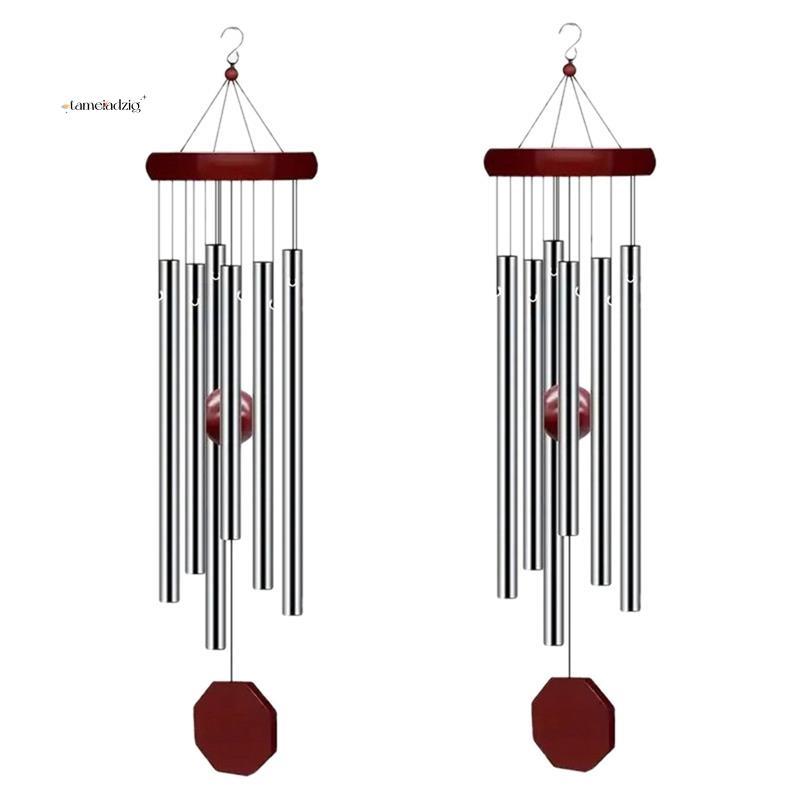 2 Pack PgzsyMemorial Wind Chimes Outdoor Large Deep Tone, Elegant Sympathy Wind-Chime Personalized with 6 Tuned Tubes