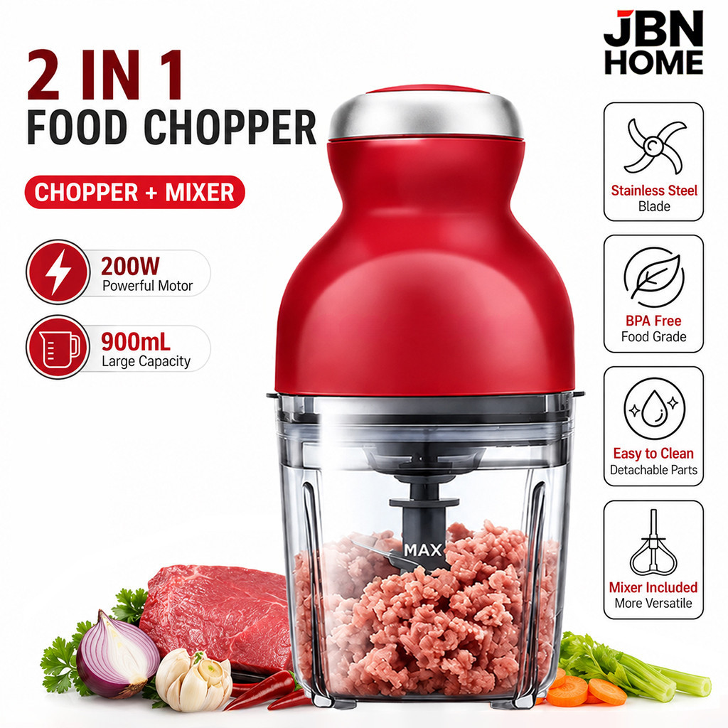 Multi-functional Capsule Food Blender Pencincang Bawang Daging Mesin Capsule Cutter Spin Chopper Meat Grinder (900ml)
