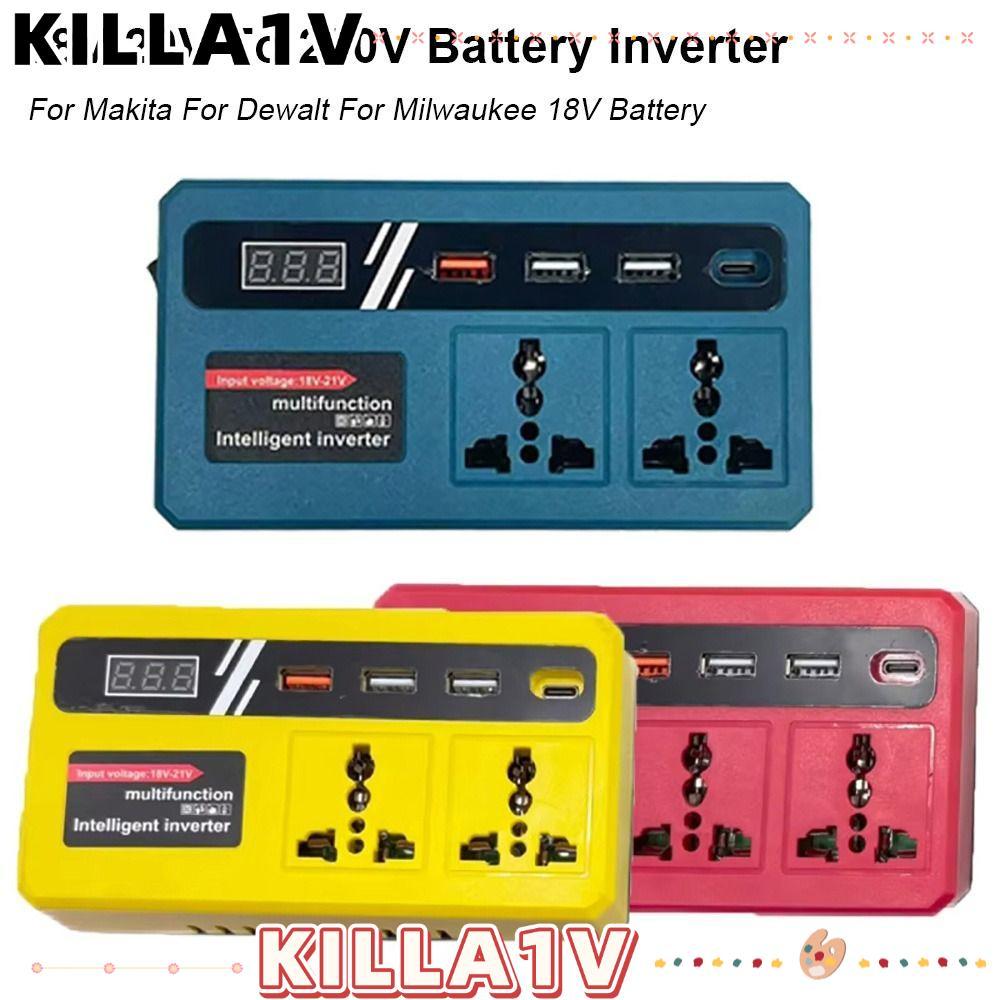 KILLA1V 1Pcs Smart Transformer, 18v 20v To 220v Multifunctional Battery Inverter, with 4 USB LED Socket Household 120W Outdoor Work Inverter