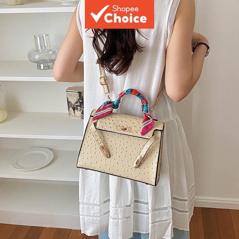 Women's Ostrich-texture Crossbody & Shoulder Bag, Square Tote Purse, Versatile Handbag Beg Silang & Bahu Wanita, Tekstur Burung Unta, Tote Persegi, Serbaa